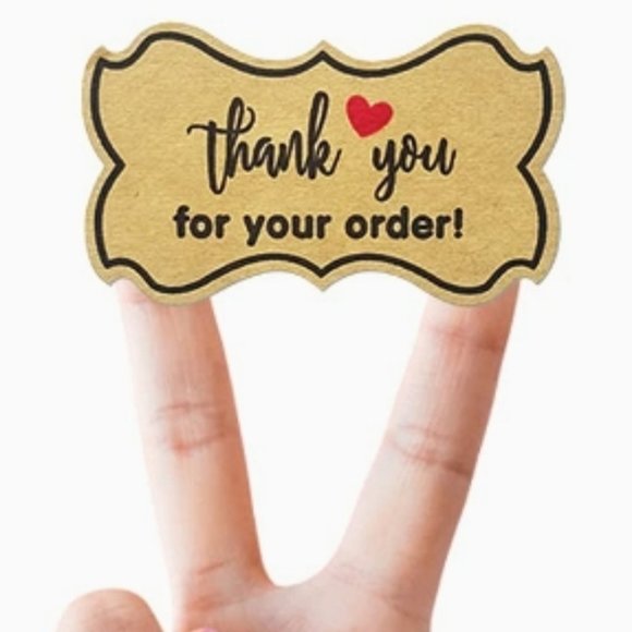 150 THANK YOU FOR YOUR ORDER Kraft Sticker 2" x 1" - Picture 2 of 6